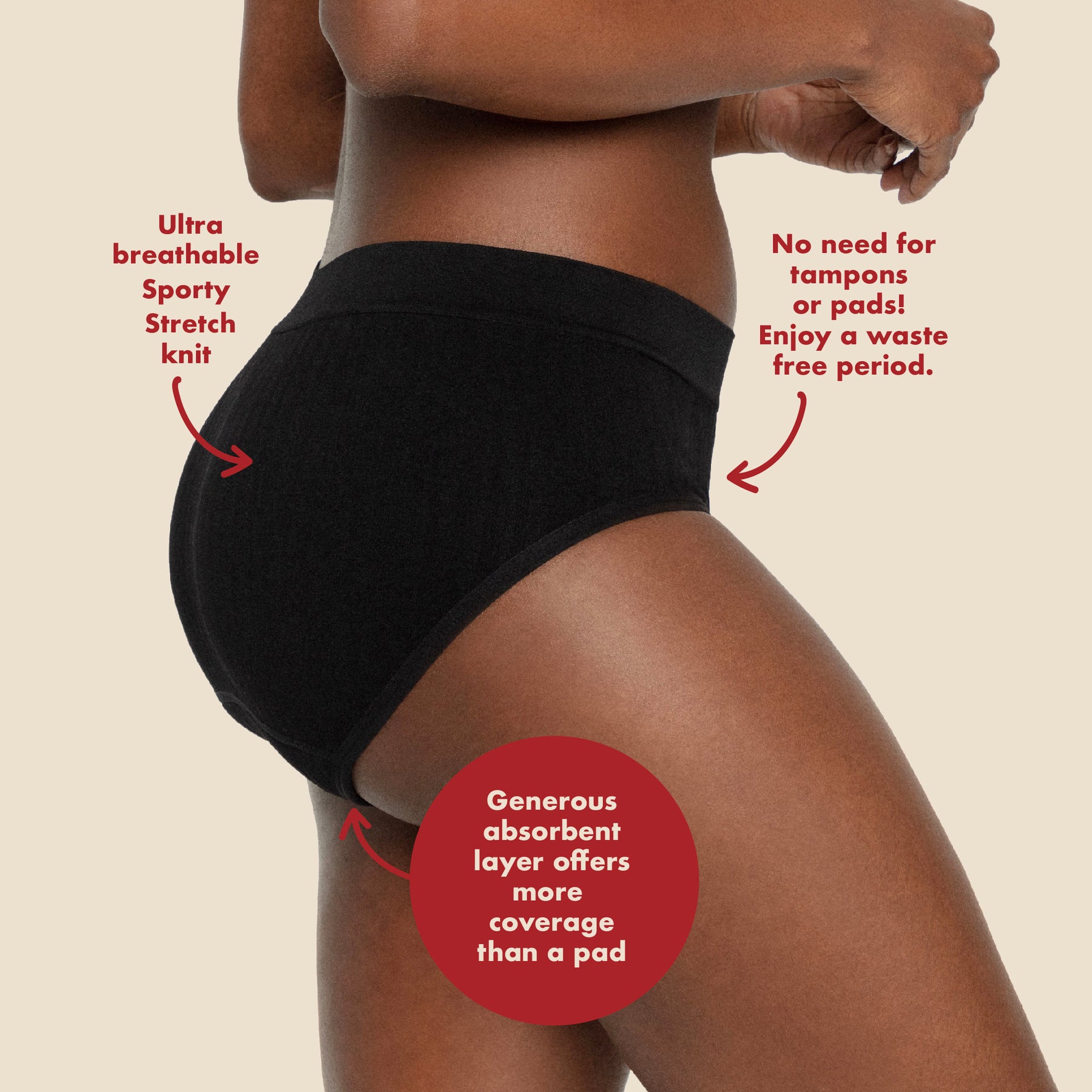The Bikini Period. in Sporty Stretch For Heavy Flows – The Period