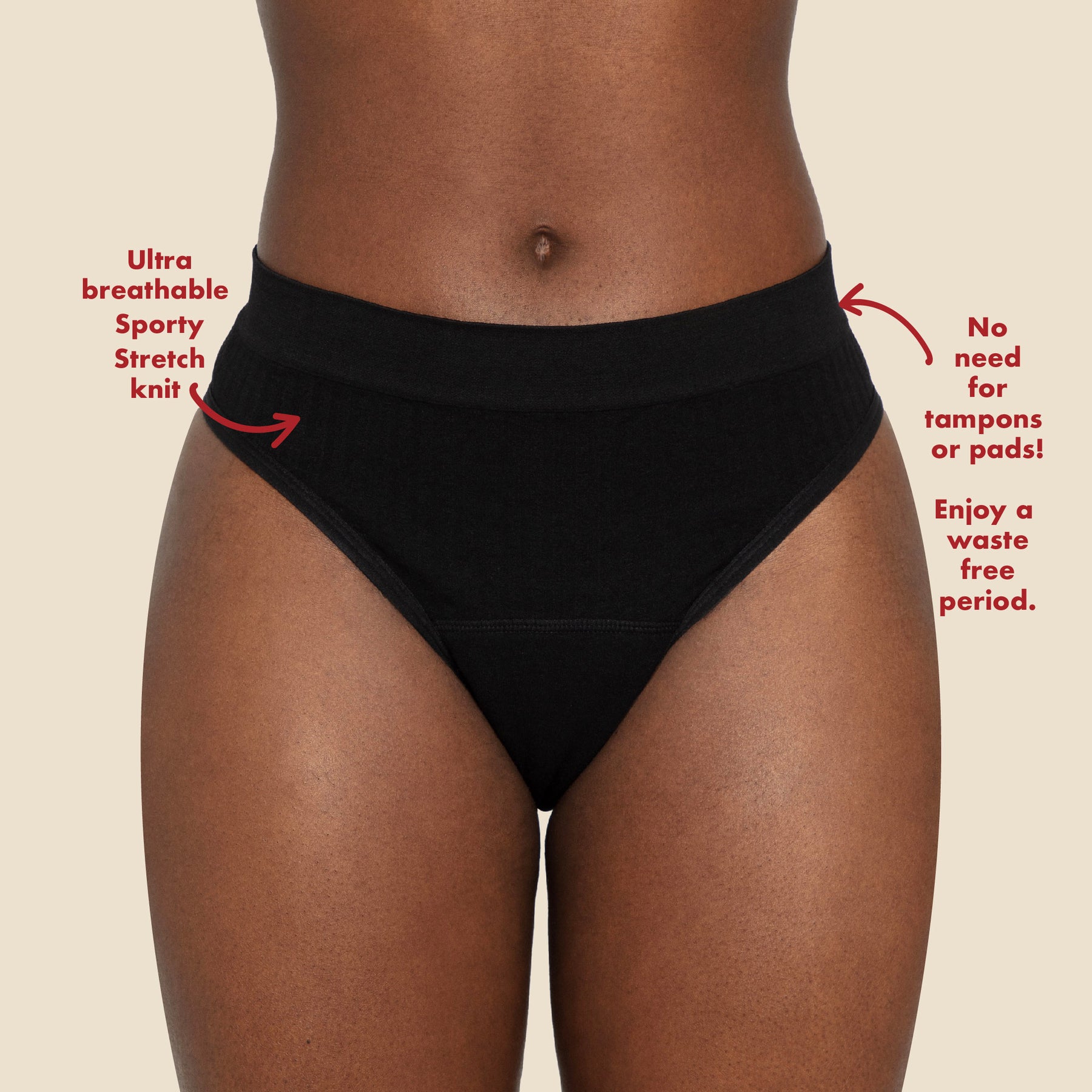 The Period Company. The Thong Period. in Sporty Stretch for Light Flows.  Size Large (Women's)