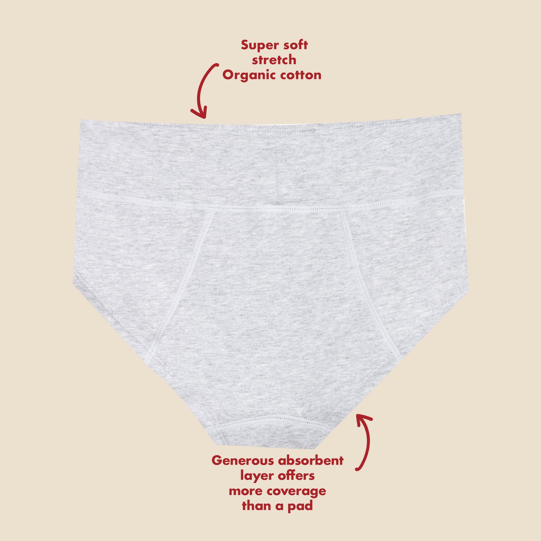 Moonstone teen hipster boyshort period panties in organic cotton - maxi  absorbency, Panties