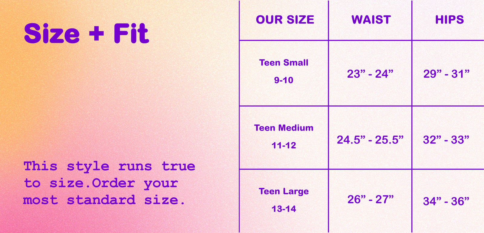 Size + Fit